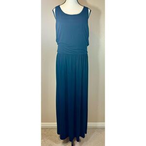 Brooks Brothers Navy Blue Short Sleeve Maxi With Elastic Waist Dress Women's XL